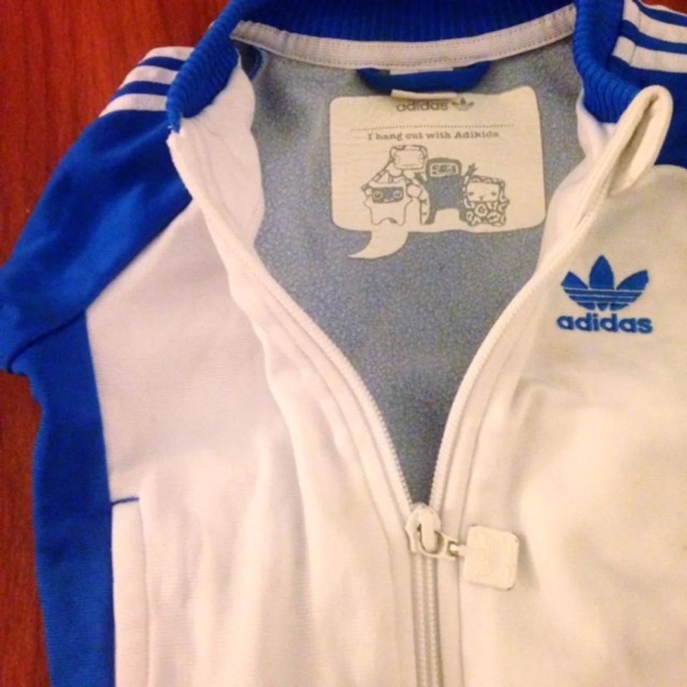 Adidas Blue & White Track Jacket Zip Up Boys 9M - Picture 2 of 4
